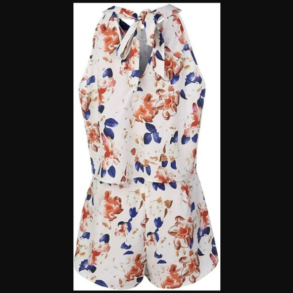 YOMISOY 2 Piece Floral Boho Romper - Halter Top & Shorts - NWOT - Picture 5 of 6